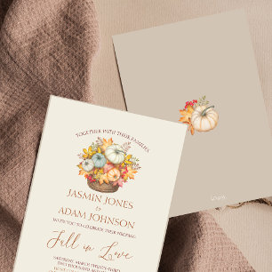 Fall in Love Autumn Fall Harvest Pumpkins Wedding Invitation