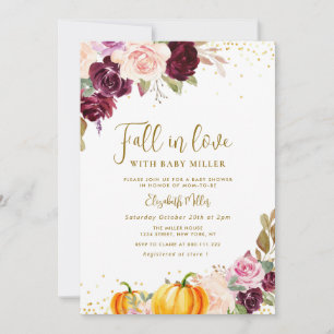 fall in love autumn floral baby shower invitation