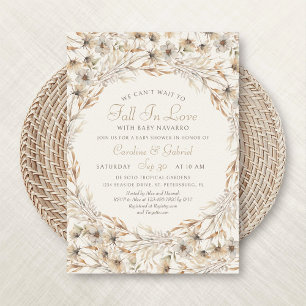 Fall In Love Autumn Floral Baby Shower Invitation