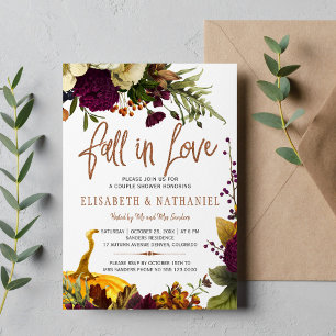 Fall in love autumn floral couple shower invitation