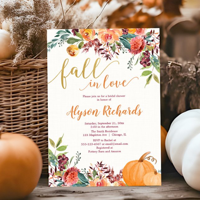 Fall in love autumn floral rustic bridal shower invitation (Creator Uploaded)