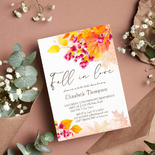 Fall in love autumn foliage bridal shower invite