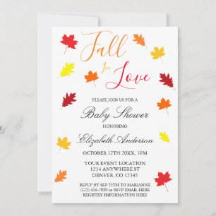 Fall In Love Autumn Leaves Baby Shower Invitation