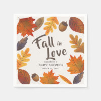 Fall in Love Autumn Leaves Baby Shower Paper