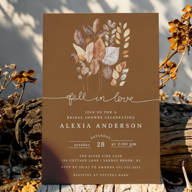 Fall in Love Autumn Leaves Bridal Shower Invitation (Creator Uploaded)