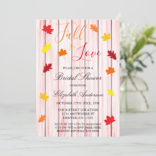 Fall In Love Autumn Leaves Bridal Shower Invitation