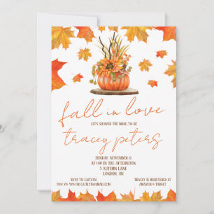 Fall in Love, Autumn Leaves, Themed Bridal Shower Invitation