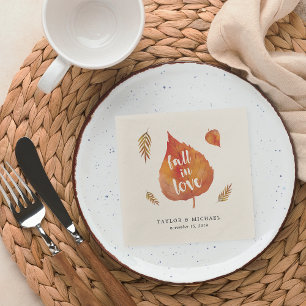 Fall in Love   Autumn Leaves Wedding Napkin
