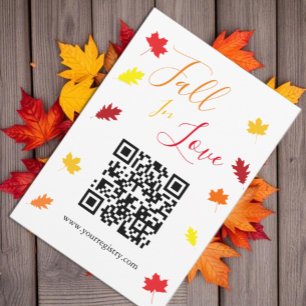 Fall In Love Autumn Leaves Wedding Registry Enclosure Card