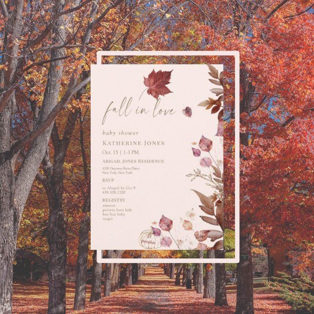 Fall in Love Autumn Li'l Pumpkin Blush Baby Shower Invitation (Creator Uploaded)