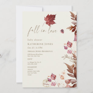 Fall in Love Autumn Li'l Pumpkin Cream Baby Shower Invitation