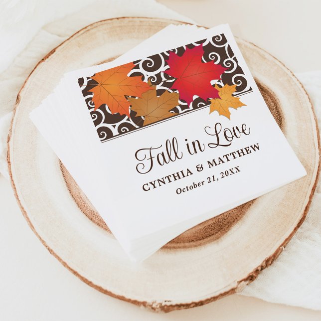 Fall in Love Autumn Maple Leaf Wedding Napkin (Creator Uploaded)