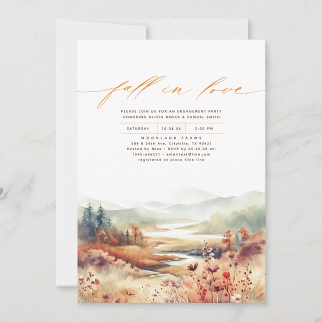 Fall in Love Autumn Nature Engagement Party Invitation (Front)