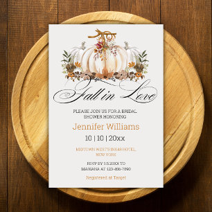Fall in Love, Autumn pumpkin Bridal Shower  Invitation