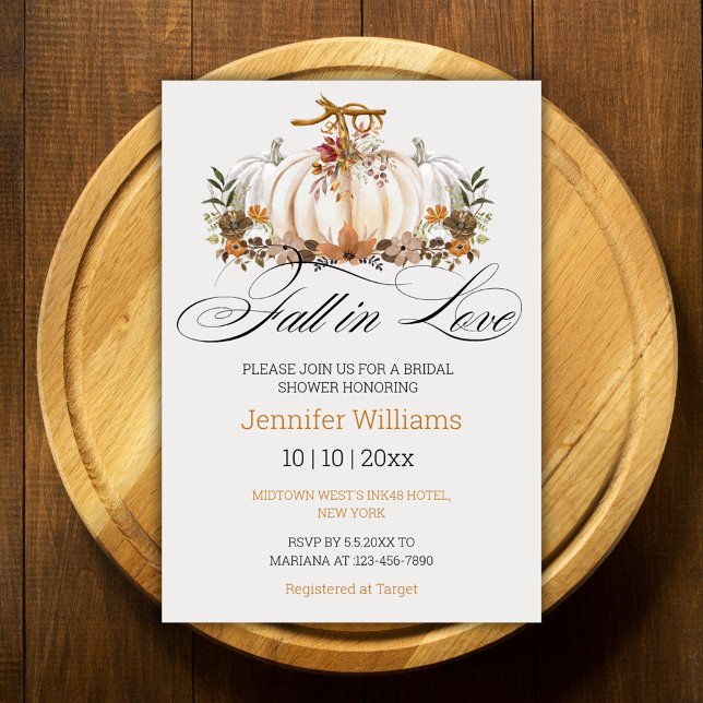 Fall in Love, Autumn pumpkin Bridal Shower  Invitation (Creator Uploaded)