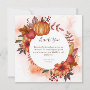 Fall In Love Autumn Pumpkin Wedding Engagement Thank You Card