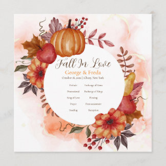 Fall In Love Autumn Pumpkin Wedding Program