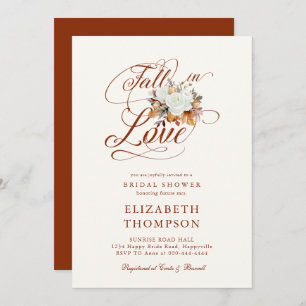 Fall in Love Autumn Roses Romantic Bridal Shower Invitation