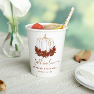 Fall In Love Autumn Wedding Paper Cups