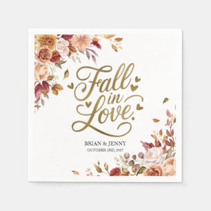 Fall in Love Autumn Wedding Personalized Napkin