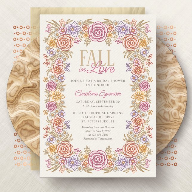Fall in Love Autumn Wildflowers Bridal Shower Invitation (Creator Uploaded)