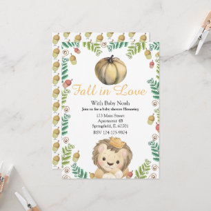 fall in love baby lion baby shower invitations