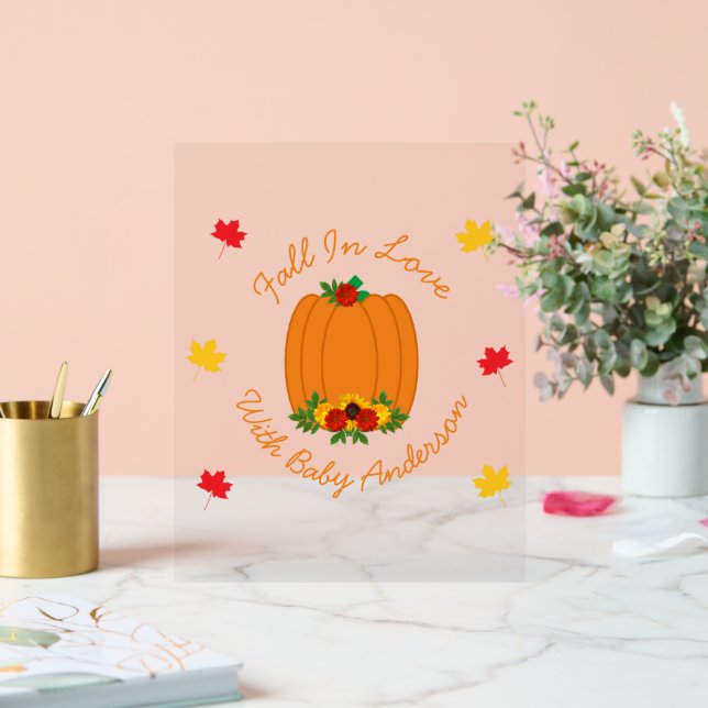 Fall In Love Baby Shower Acrylic Sign (Wedding)