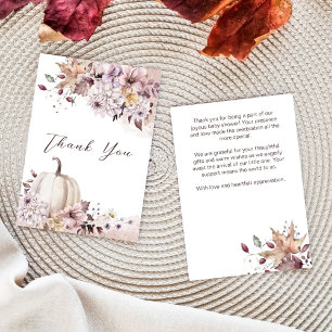 Fall in love baby shower foliage pumpkin thank you card