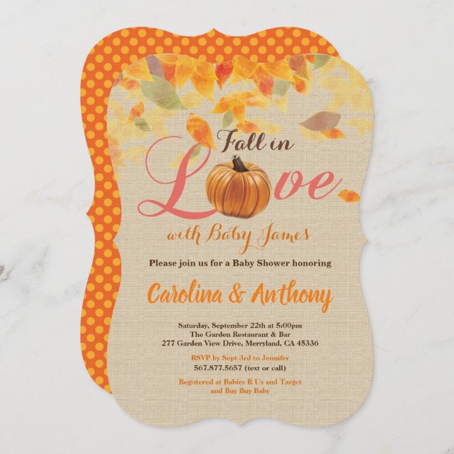 Fall in love baby shower invitation burlap (Front/Back)