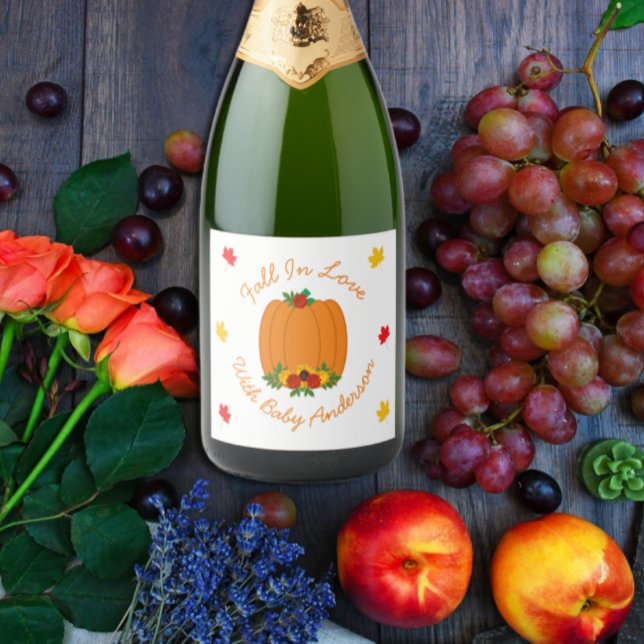 Fall In Love Baby Shower Sparkling Wine Label (Creator Uploaded)