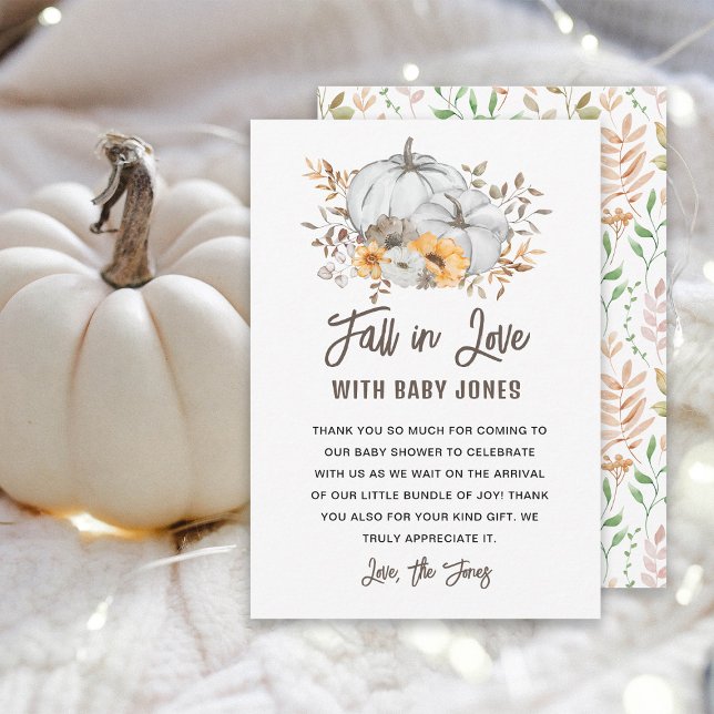 Fall in Love Baby Shower Thank You Card (Creator Uploaded)