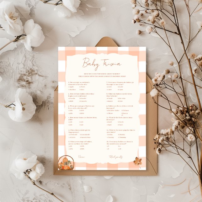 Fall in love Baby Trivia Baby Shower Game Card (Creator Uploaded)