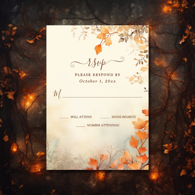 Fall in Love Beautiful Autumn Leaves Fall Wedding RSVP Card (Front - Fall in Love Beautiful Autumn Leaves Fall Wedding RSVP Card)