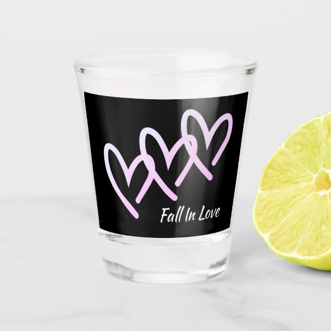 Fall In Love Black Heart Shot Glass (Front)