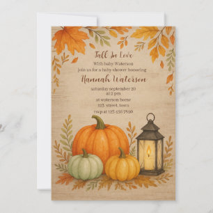 Fall in Love Blue Pumpkin Baby Shower Invitation