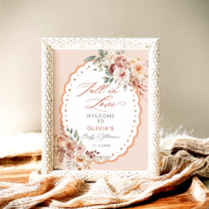 Fall in Love Boho Baby Shower Welcome Poster
