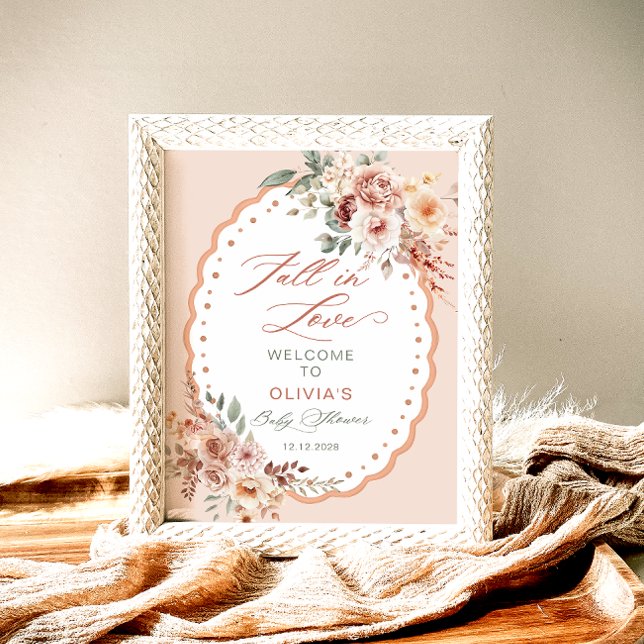 Fall in Love Boho Baby Shower Welcome Poster (Creator Uploaded)