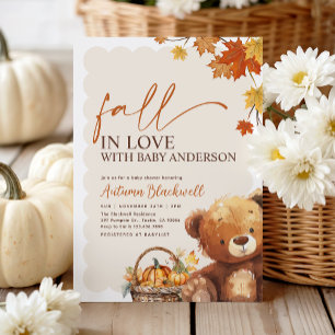 Fall in Love Boho Bear Baby Shower Invitation