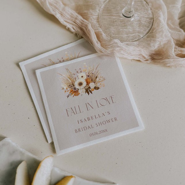 Fall In Love Boho Bridal Shower Napkin (Creator Uploaded)
