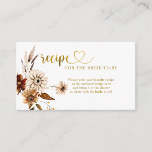 Fall in Love Boho Bridal Shower Recipe Request Enclosure Card