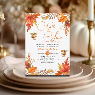 Fall in Love Boho Burnt Floral Bridal Shower Invitation