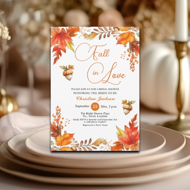 Fall in Love Boho Burnt Floral Bridal Shower  Invitation (Creator Uploaded)