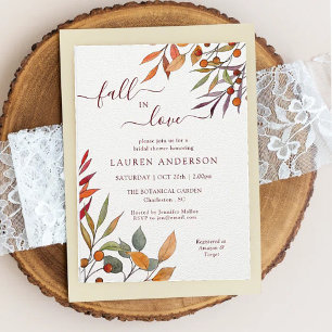 'Fall in Love' Boho Burnt Orange Bridal Shower Invitation