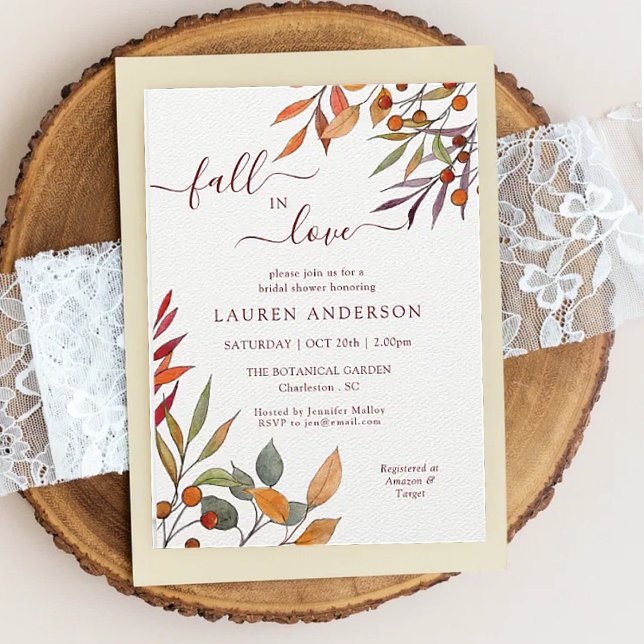 'Fall in Love' Boho Burnt Orange Bridal Shower Invitation (Creator Uploaded)