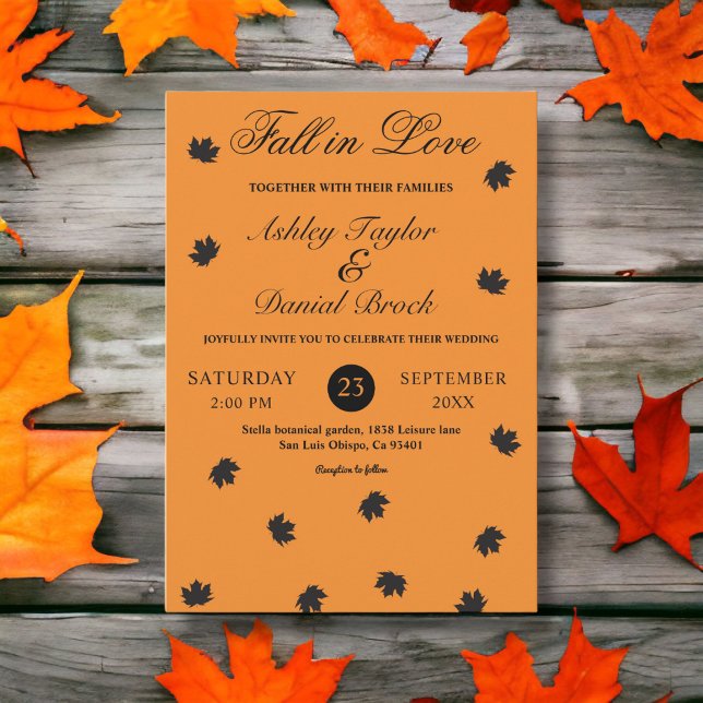 Fall in Love Boho Burnt Orange Rustic Fall Wedding Invitation (Creator Uploaded)