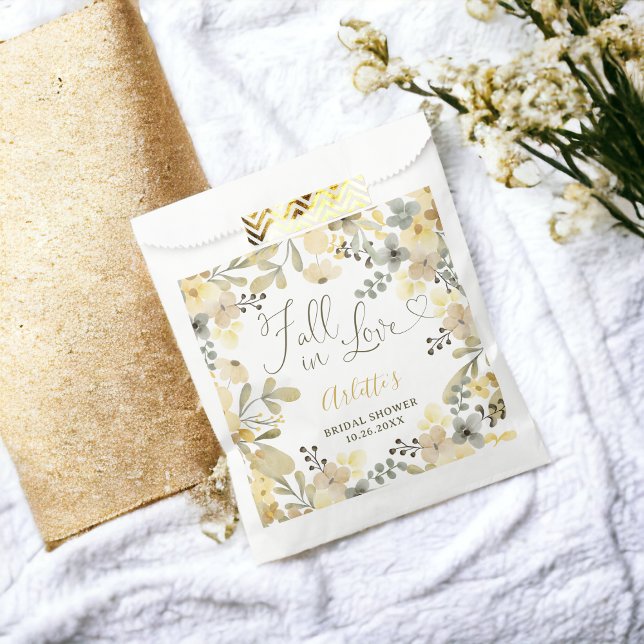 Fall in love boho floral autumn chic bridal shower favour bag (Fall in love boho floral autumn chic bridal shower favor bag)