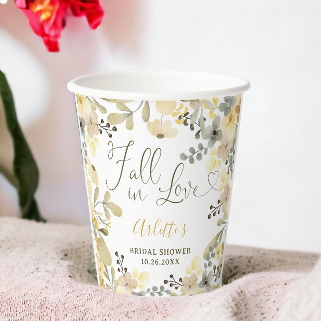 Fall in love boho floral autumn chic bridal shower paper cups (Fall in love boho floral autumn chic bridal shower paper cups)