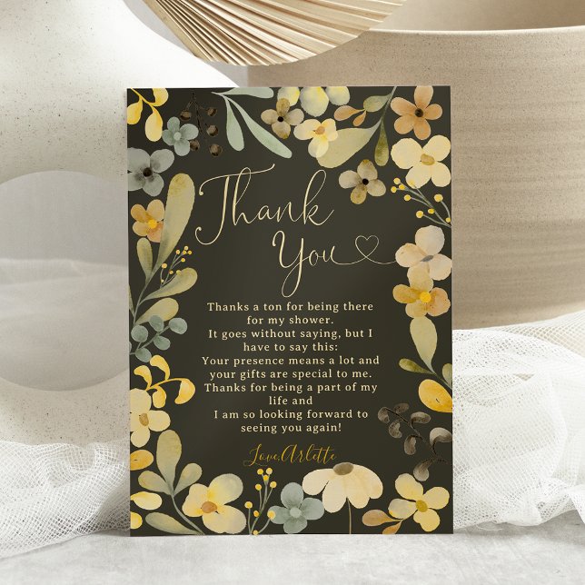 Fall in love boho floral autumn chic bridal shower thank you card (Fall in love boho floral autumn chic bridal shower thank you card)