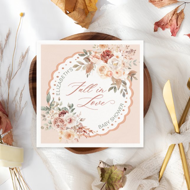 Fall in Love Boho Floral Baby Shower Napkins (Creator Uploaded)