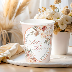 Fall in Love Boho Floral Baby Shower Paper Cups